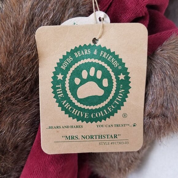 Boyds Bear Mrs. Northstar Fur Trimmed Burgundy Velvet Coat with Hood NWT 5-joint - Picture 9 of 13